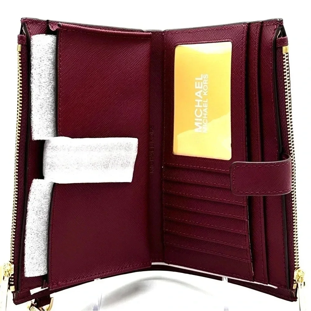 Michael Kors Large Double Zip Wallet Wristlet Dark Cherry (NWT)